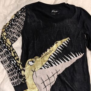 Nasty Gal Black Graphic Sweater, Size S